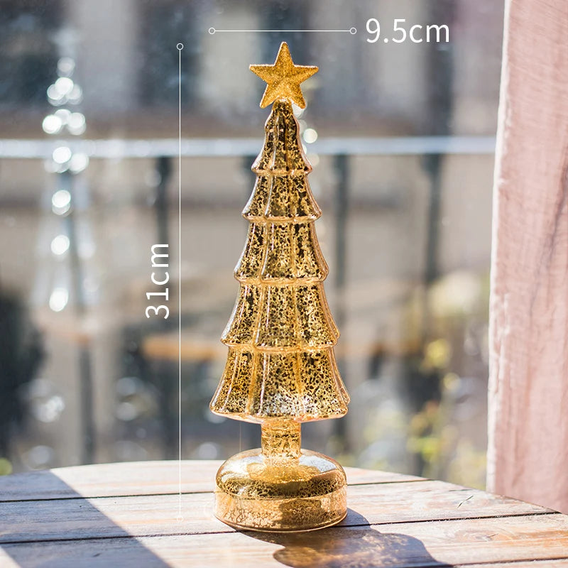 Christmas Tree Glass Night Light for Home Xmas Romantic Holiday Atmosphere Arbol De Navidad Ornaments LED Luminous Decoration Good Vibrations