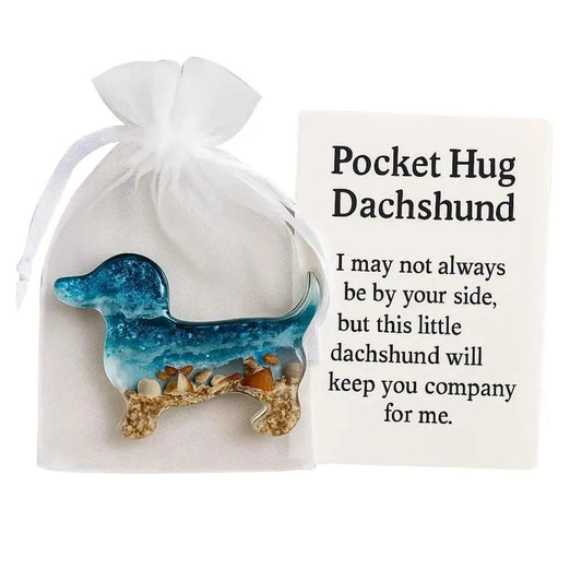 Ornament Pocket Hug Acrylic Figurine Acrylic Dachshund Cat Pocket Hug Token Beach-inspired Fox Wolf Ornament Keepsake For Loved Good Vibrations