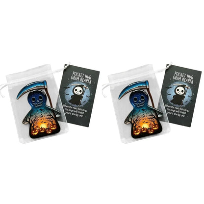 2Pcs Pockets Hug Ghost Halloween Acrylic Mini Ghosts Statue Inspirational Pocket Hug Ornaments With Positive Card For Party Gift Good Vibrations