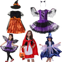 Halloween Costume for Girls Dress Scarlet Witch Vampire Devil Ghost Carnival Party Dress Up Hoodwinked Suit Kids Cosplay Clothes Good Vibrations
