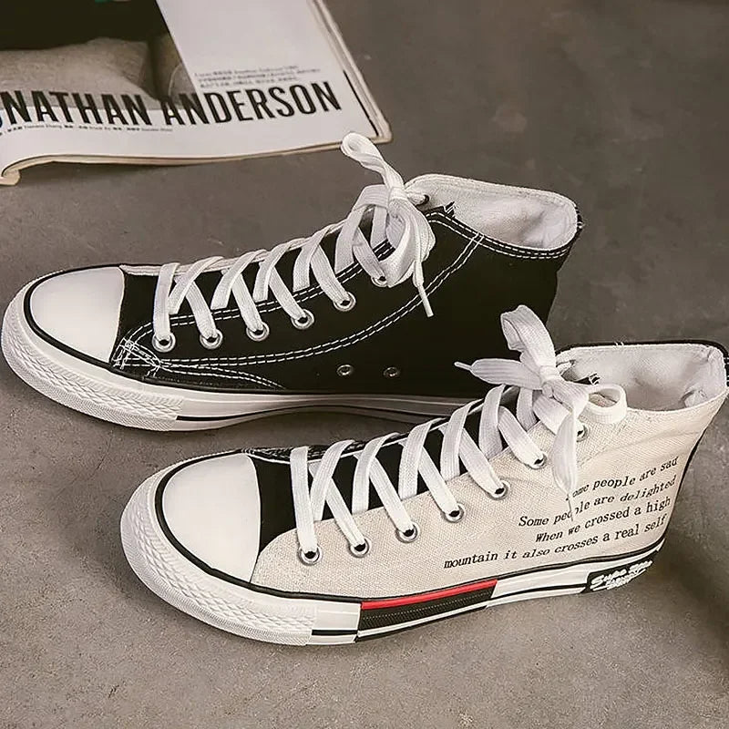 High Top Shoes Women Plus Size 270 mm Designer Sneakers 2020 Fashion High Top Sneakers Autumn Women's Canvas Shoes Good Vibrations