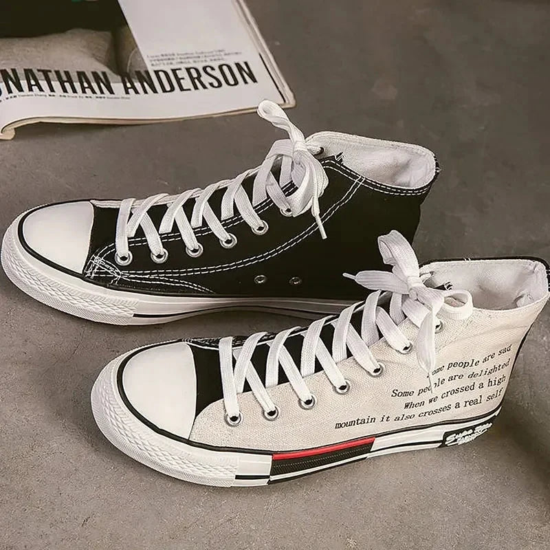 High Top Shoes Women Plus Size 270 mm Designer Sneakers 2020 Fashion High Top Sneakers Autumn Women's Canvas Shoes Good Vibrations