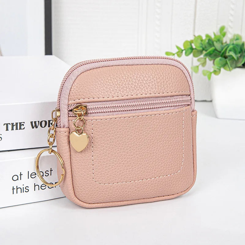 New Coin Purse Portable Wrist Bag PU Leather Money Coin Purse with Key Ring Pocket Purse Keychain Wallet for Women Girls Gift Good Vibrations