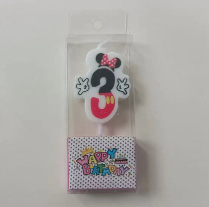 Hot Happy Birthday Number 0-9 Candles Cartoon Mickey Minnie Mouse Candle Cake Cupcake Topper Party Decoration Supplies DIY Gifts Good Vibrations