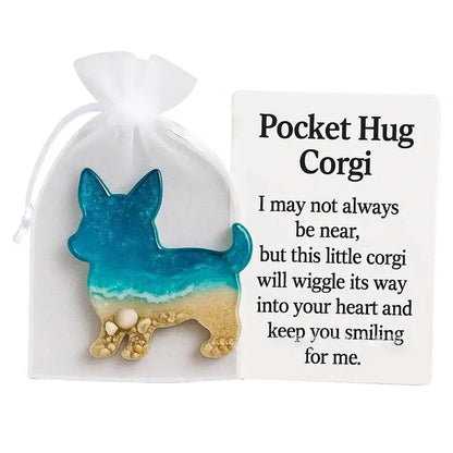 Ornament Pocket Hug Acrylic Figurine Acrylic Dachshund Cat Pocket Hug Token Beach-inspired Fox Wolf Ornament Keepsake For Loved Good Vibrations