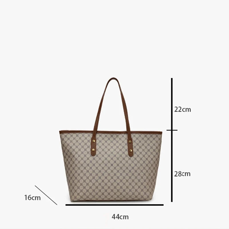 Large Capacity Shoulder Bag Women's PU Leather Handbag for Commuting and Casual Use Versatile Tote Bag Good Vibrations