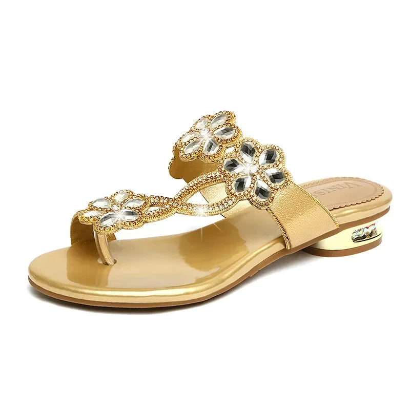 2025 New women shoes summer beach sandals Fashion women Rhinestone outdoor flip flops shoes women Good Vibrations