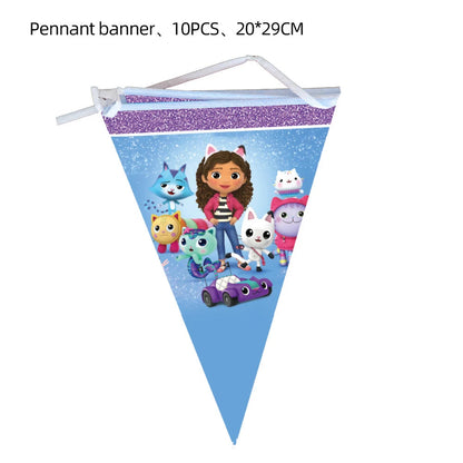 Gabby Doll House Birthday Party Decoration Cat Cutlery Cup Plate Stickers Baby Shower Children's Party Balloon DIY Toy Supplies Good Vibrations