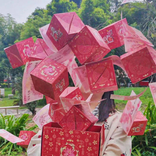 Christmas Gift Box DIY Folding Paper Box Money Pop Up Birthday Surprise Bounce Box Explosions Red Envelope Surpris Gift Box Good Vibrations