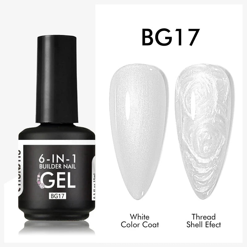 CHUNSHU 6 IN 1 Extension UV Gel Polish In A bottle Builder Nail Gel Rubber Base Coat Semi Permanent Nails Art Self-leveling 15ML Good Vibrations