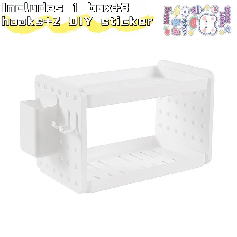 Multi-functional 3-tier Desktop Organizer, Desktop Shelf, Hole Board, Pen Holder Office Desk Organizer, Desk Desk Organizer Good Vibrations