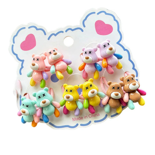 2PCS New Red Cartoon Lovely Cream Bear Girls Kids Elastic Hair Bands Princess Hair Accessories Children Hair Ties Baby Headwear Good Vibrations