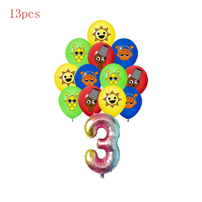 Incredibox sprunki Birthday Party Decorations Cake Topper Balloons Tablecloth Cups Plates Kids Birthday Party Supplies Good Vibrations