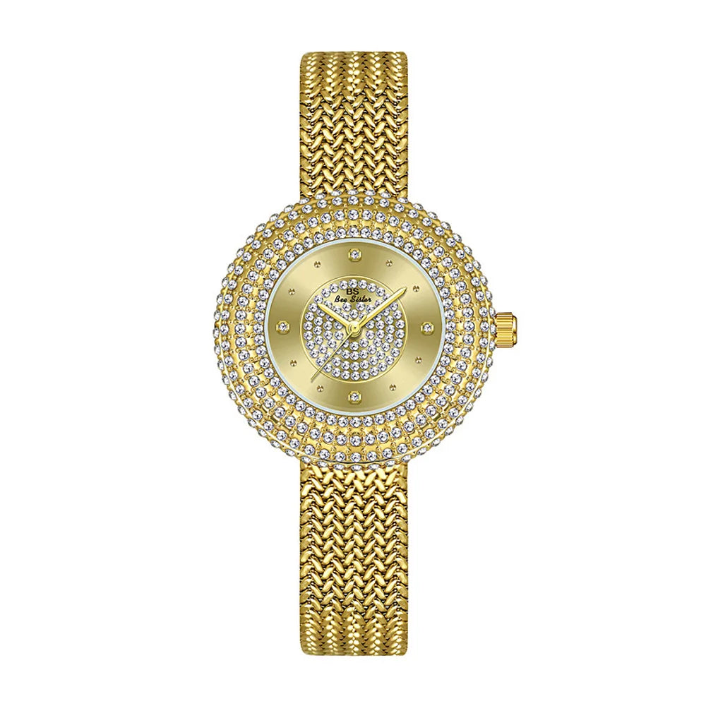 Fashion Luxury Watches For Woman New Vintage Golden Women's Wristwatches Ladies Dress Quartz Clock High Quality Relogio Feminino Good Vibrations