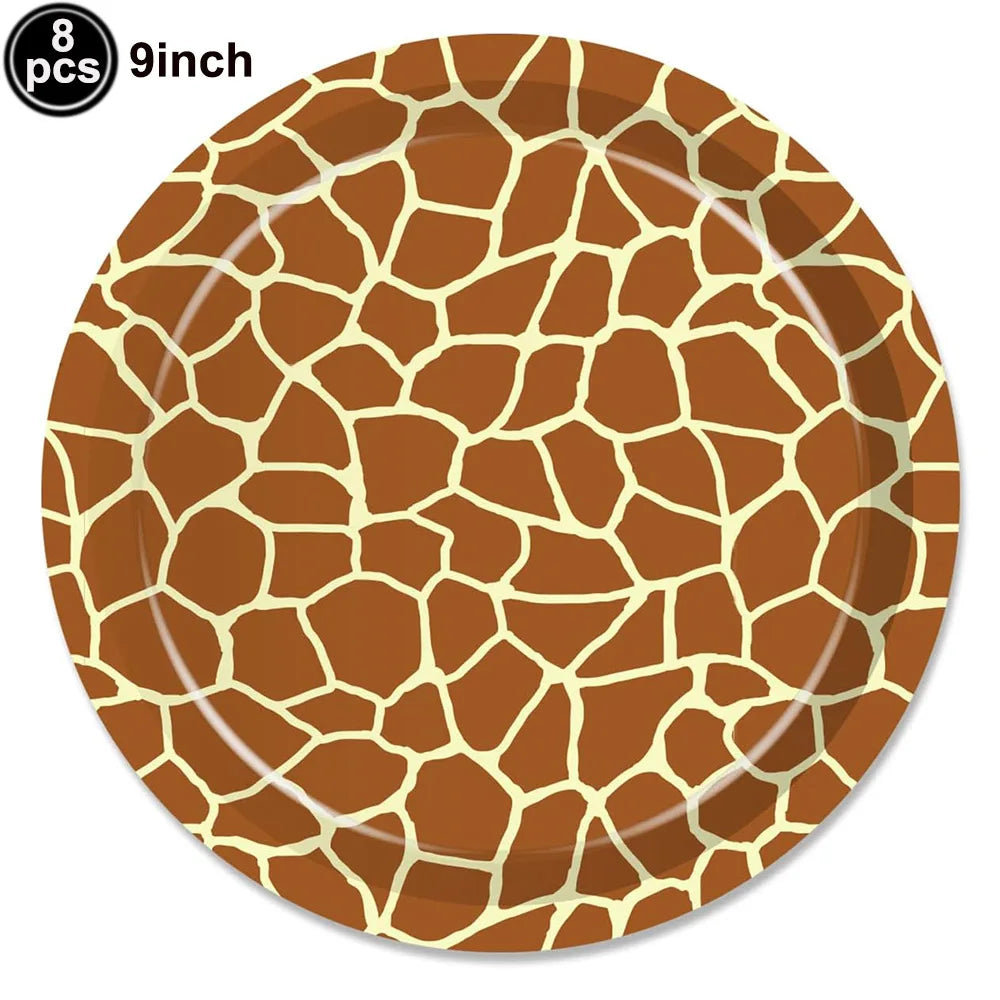 Jungle Animal Print Party Paper Plates Tiger Giraffe Leopard Disposable Plate Kids Birthday Decor Safari Themed Party Supplies Good Vibrations