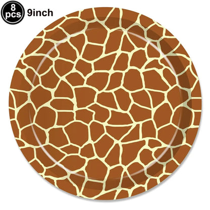 Jungle Animal Print Party Paper Plates Tiger Giraffe Leopard Disposable Plate Kids Birthday Decor Safari Themed Party Supplies Good Vibrations