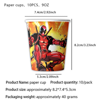 Superhero Deadpool Birthday Party Decor Disposable Tableware Plate Tablecloth Cake Topper Banner Wolverine Boy Kid Party Supplie Good Vibrations