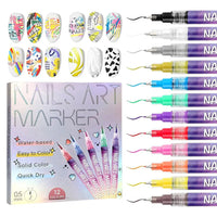12 Colors Nail Art Pens Set Waterproof 0.5MM Nail Polish Pens Quick-Drying Nail Art Acrylic Paint Nail Pen Tools Salon Nail DIY Good Vibrations