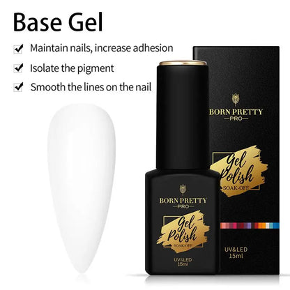 BORN PRETTY Milky Pink Rubber Base Gel Nail Polish Glitter 15ml Semi-Permanent Varnish Soak Off Self Leveling UV LED Gel Good Vibrations