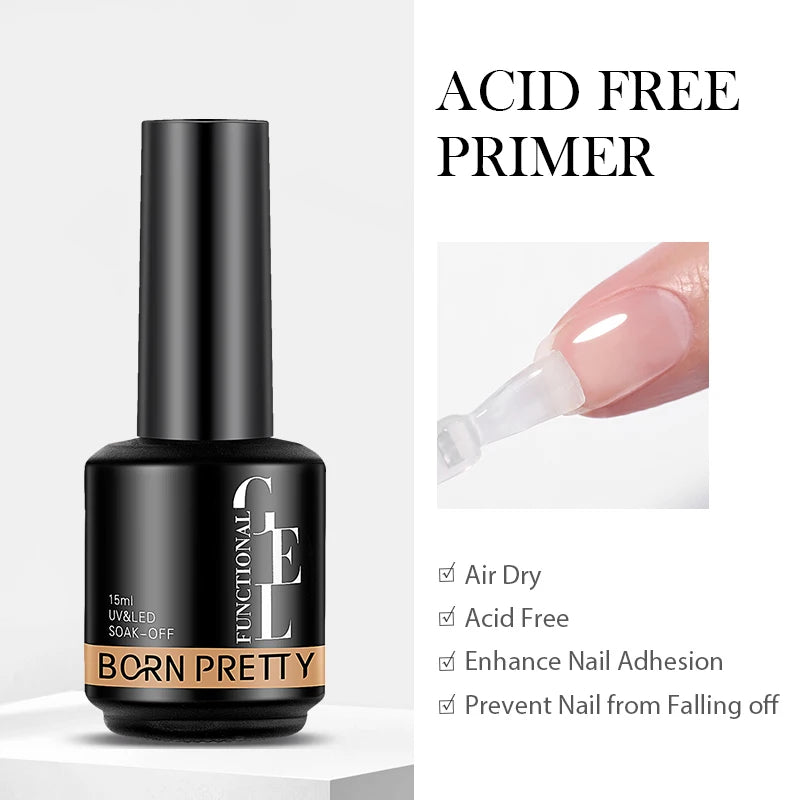 BORN PRETTY 15ml Milky Pink Rubber Base Gel Nail Polish Glitter Semi-Permanent Varnish Soak Off Self Leveling UV LED Polish Good Vibrations