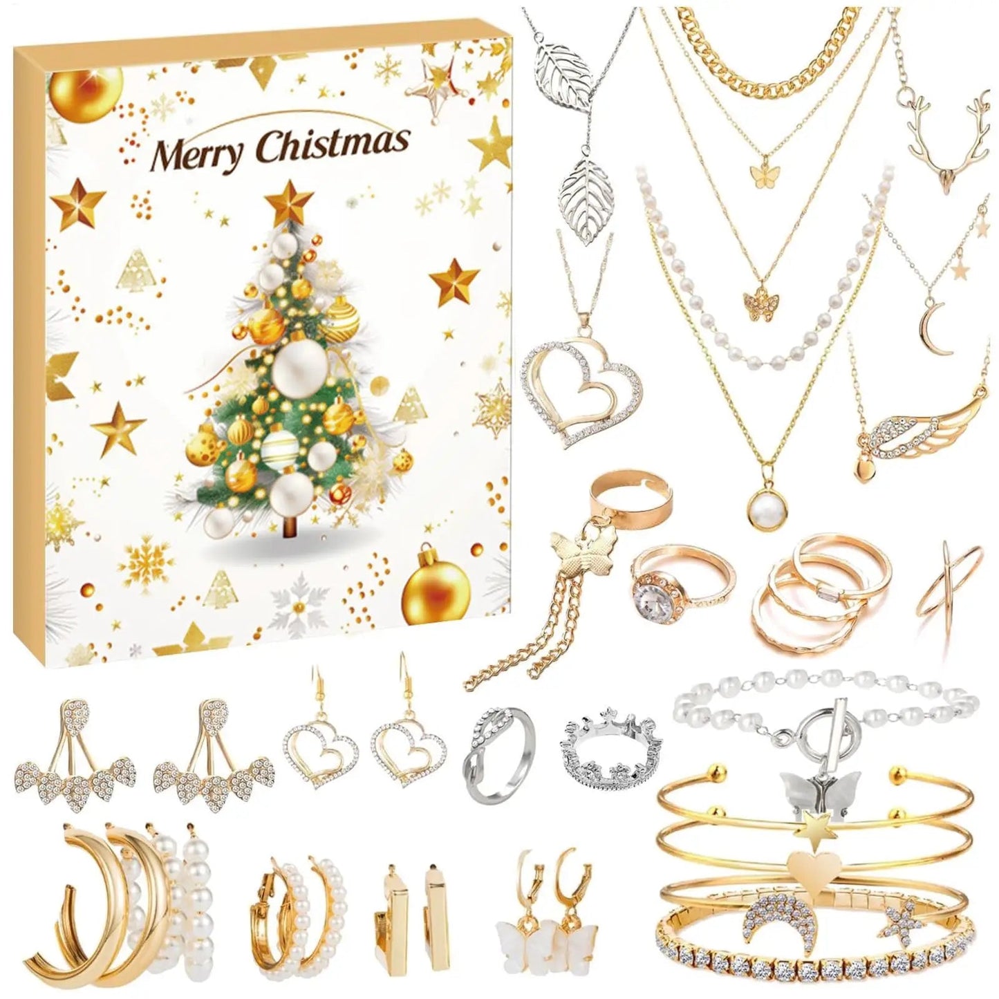 Jewelry Advent Calendar 2025 24 Day Countdown To Christmas Calendar Trendy Jewelry Set For Adult Women Teen Girls Party Gifts Good Vibrations
