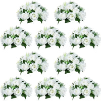 15 Heads Plastic Roses with Base High quality.10 Pieces White Fake Flower Ball Arrangement Bouquet Good Vibrations