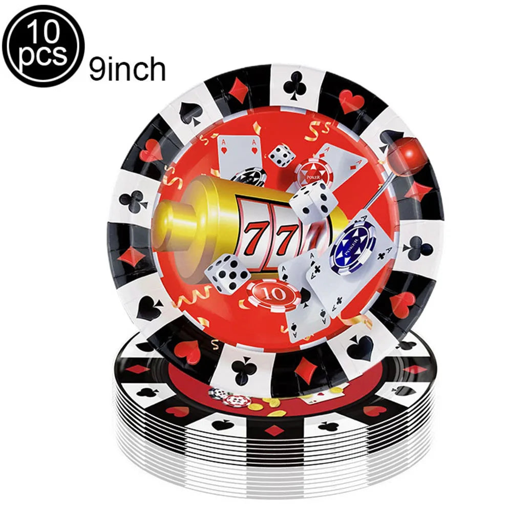Casino Birthday Party Supplies for Adults Casino Party Decors Poker Paper Plates Cups Napkins Casino Night Vegas Supplies Favors Good Vibrations