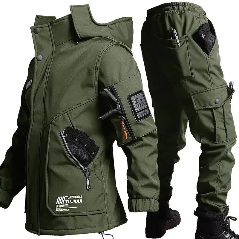 New Winter Velvet Thickened Jacket Suit for Men and Women Windproof and Water-proof Outdoor Cold-proof and Warm Work Clothes Good Vibrations