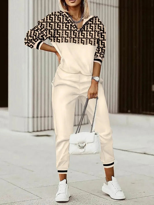 Two Piece Set For Women Print Long Pant Sets 2 Piece Sets Women Outfit Spring Autumn Long Sleeve Fashion Elegant Office Sets Good Vibrations