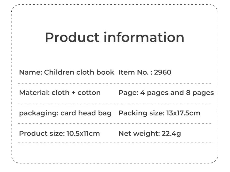 4 Pages Enlightenment Early Learning Books Children Black and White Cloth Book for Kids Montessori Educational Toys Good Vibrations