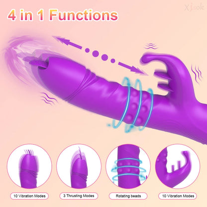 Thrusting Rabbit Vibrator for Women Clitoris G-Spot Stimulator Come and Go Vagina Vibrator Female Masturbator Sex Toy for Women GOOD Vibrations