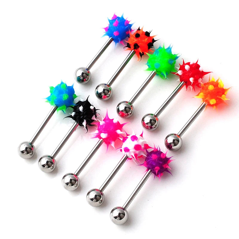 Surgical Steel Vibrating Tongue Ring Tongue Piercing Ring Colorful Rock Personality Rubber Barbell Tongue Ring Bar Body Jewelry Good Vibrations