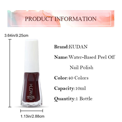 10ml Water-Base Nail Polish 40 Colors Air Dry Peel Off Nail Art For Manicure DIY Long Lasting Nail Supplies Painting Varnish Good Vibrations