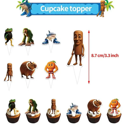 Italian Brainrot Birthday Party Decoration Tung Tung Sahur Tralalelo Tralala Tableware Balloon Cup Plate for Party Favor Supplie Good Vibrations