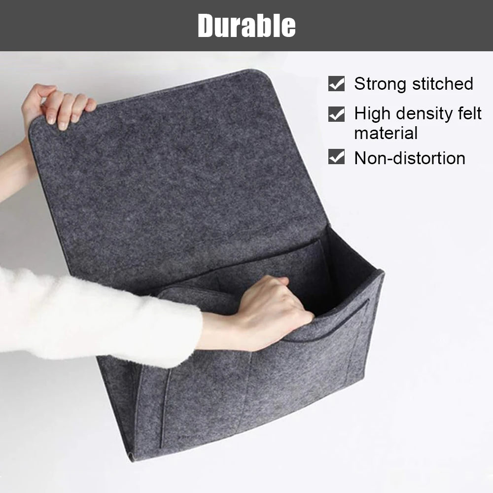 Bed Pockets Bedside Storage Can Hold Tablet Magazine Book Phone,For Bed,Sofa,Felt Bed Side Caddy Organizer With 5 Pockets, Good Vibrations