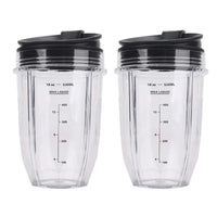 2 Pcs 18Oz Replacement Ninja Blender Cups with Lid for Ninja Auto IQ BL480 BL642 BL450 BL682 BL480, BL490, BL640 BL680 Good Vibrations