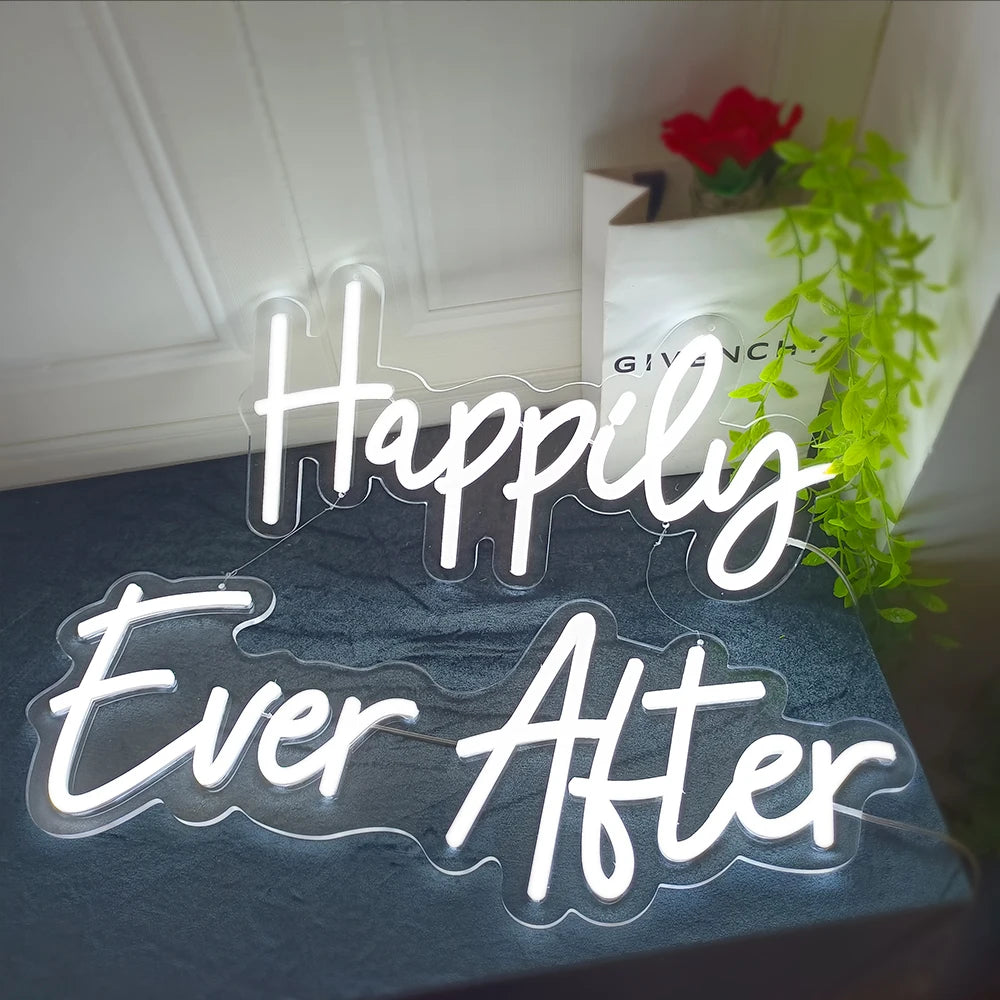 Happily Ever After Neon Sign Wedding Party Lights Event Background Decorative Lights Dimmable Good Vibrations