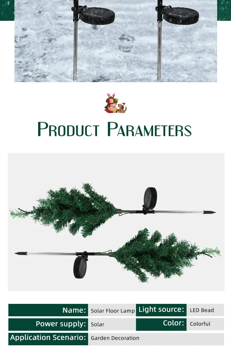 2025 Hot Outdoor Decoration Christmas Tree Light Solar Charging Simulation Pine Tree 20 LED Lawn Light Garden Decoration Light Good Vibrations