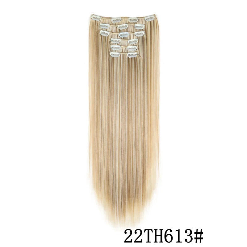 Synthetic Clips in Hair Extensions Long Straight Hairstyle Blonde Black Hairpieces Heat Resistant False Hair Daily Use Good Vibrations