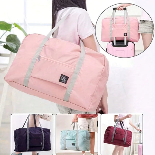 1 set of foldable large capacity travel luggage bag, expandable fitness bag, sports carry on, weekend luggage check-in, luggage Good Vibrations