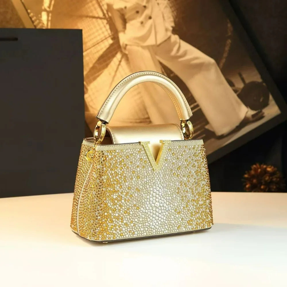 A High-end Rhinestone Handbags for Women, a New Stylish Bucket Crossbody Small Bags for Autumn and Winter 2025 Bolsa mujer сумка Good Vibrations