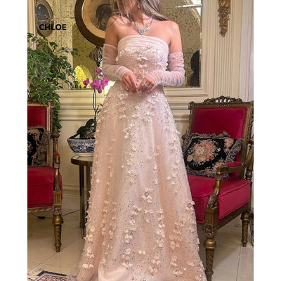 Off-shoulder Evening Dresses Woman Elegant Luxury 2025 Dresses for Special Occasions Custom Made Line A Short Sleeve Robe Soiree