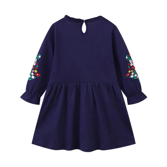 Jumping Meters 2-7T Princess Girls Dresses Floral Embroidery  Autumn Spring Children's Clothing Party Kids Frocks Gifts Baby Good Vibrations