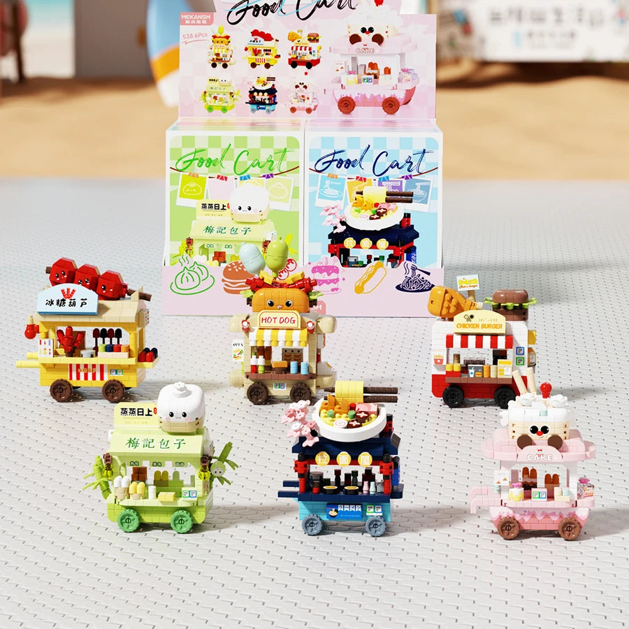 Mini Food Cart Street View Building Blocks Micro Particle DIY Handmade Toys For Kids Creative Gifts Sets Good Vibrations