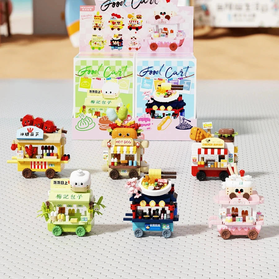 Mini Food Cart Street View Building Blocks Micro Particle DIY Handmade Toys For Kids Creative Gifts Sets Good Vibrations
