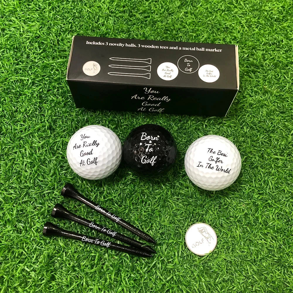 Funny Golf Gifts Set for Men Novelty Golf Gift Included 3 Golf Balls + 3 Golf Tees + 1 Ball Marker Perfect Golfer Gift Good Vibrations