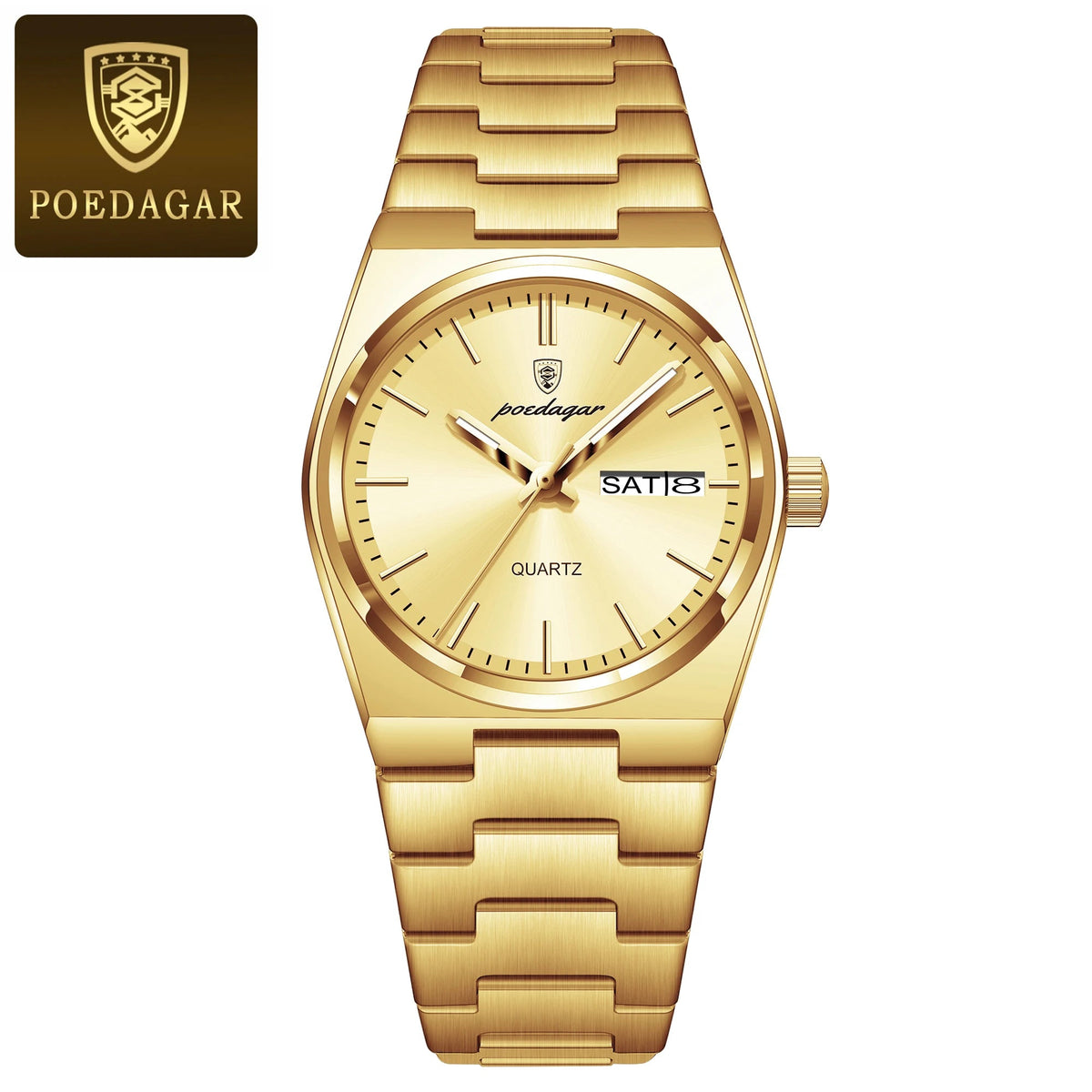 POEDAGAR Luxury Watch for Woman Ladies Elegant Quartz Watch Waterproof Luminous Date Week Stainless Steel Women's Watches Clock Good Vibrations