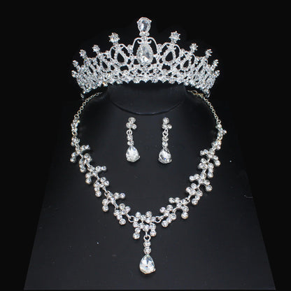 Luxury Crystal Wedding Bridal Jewelry Sets Women/Girl Gold Color Tiara/Crown Earrings Choker Necklace Bride Jewelry Set Good Vibrations Adult Super Store