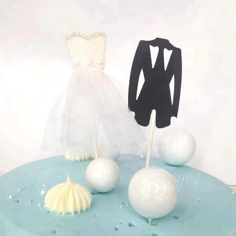 Bride Groom Dress Cake Topper Wedding Decor Propose Marry Marriage Anniversary to Be Bride Bachelor Party Cake Baking Decorating Good Vibrations