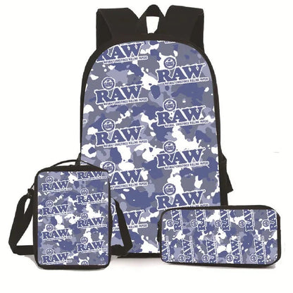 Creative Cigarette Rolling Paper Tobacco RAW 3D Print 3pcs/Set pupil School Bags Laptop Daypack Backpack Lunch bag Pencil Case Good Vibrations Adult Super Store